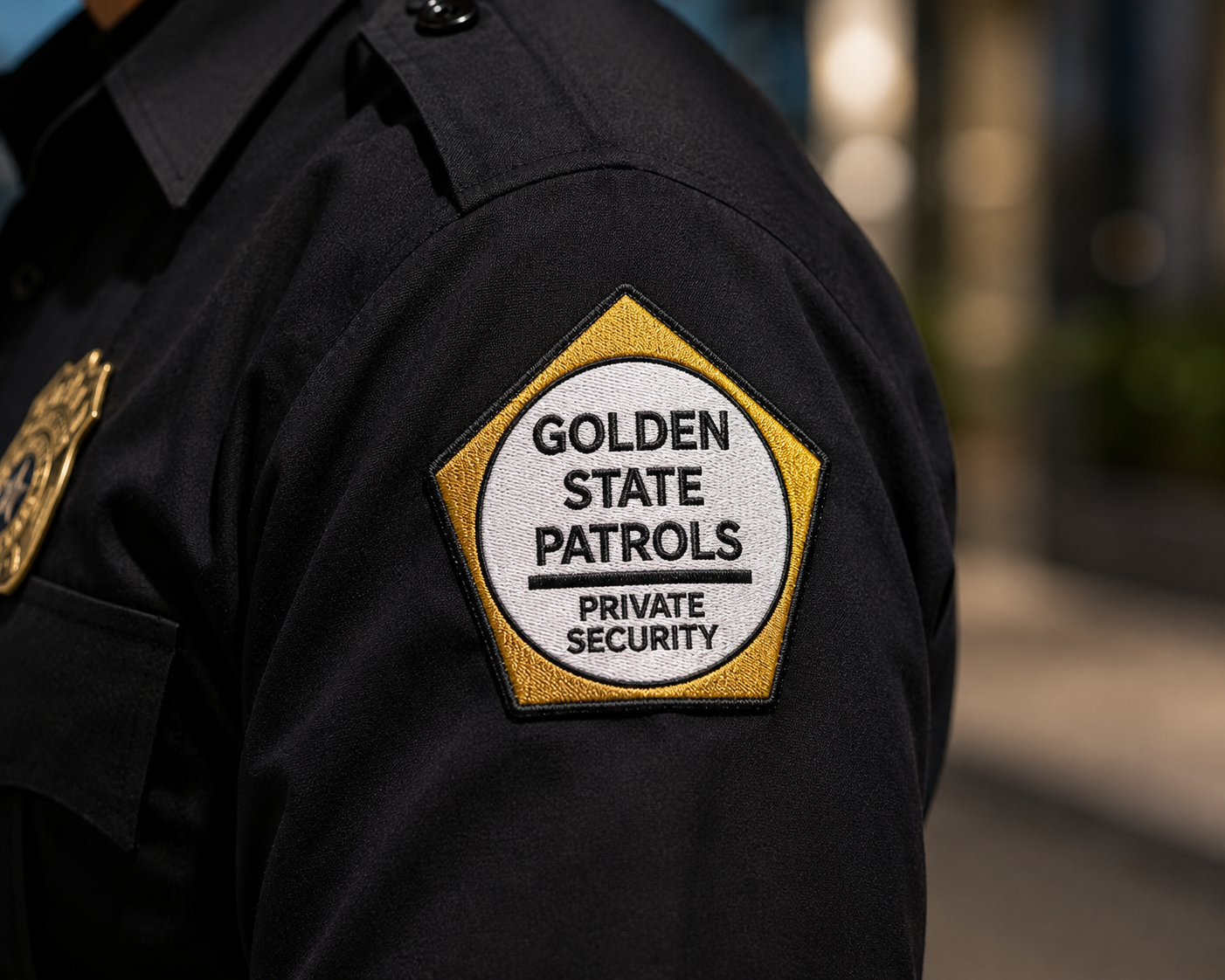 Golden State Patrols uniformed officer with embroidered patch